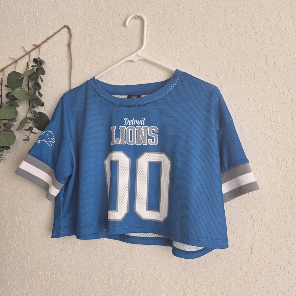 NFL Detroit Lions Blue Cropped Jersey Top